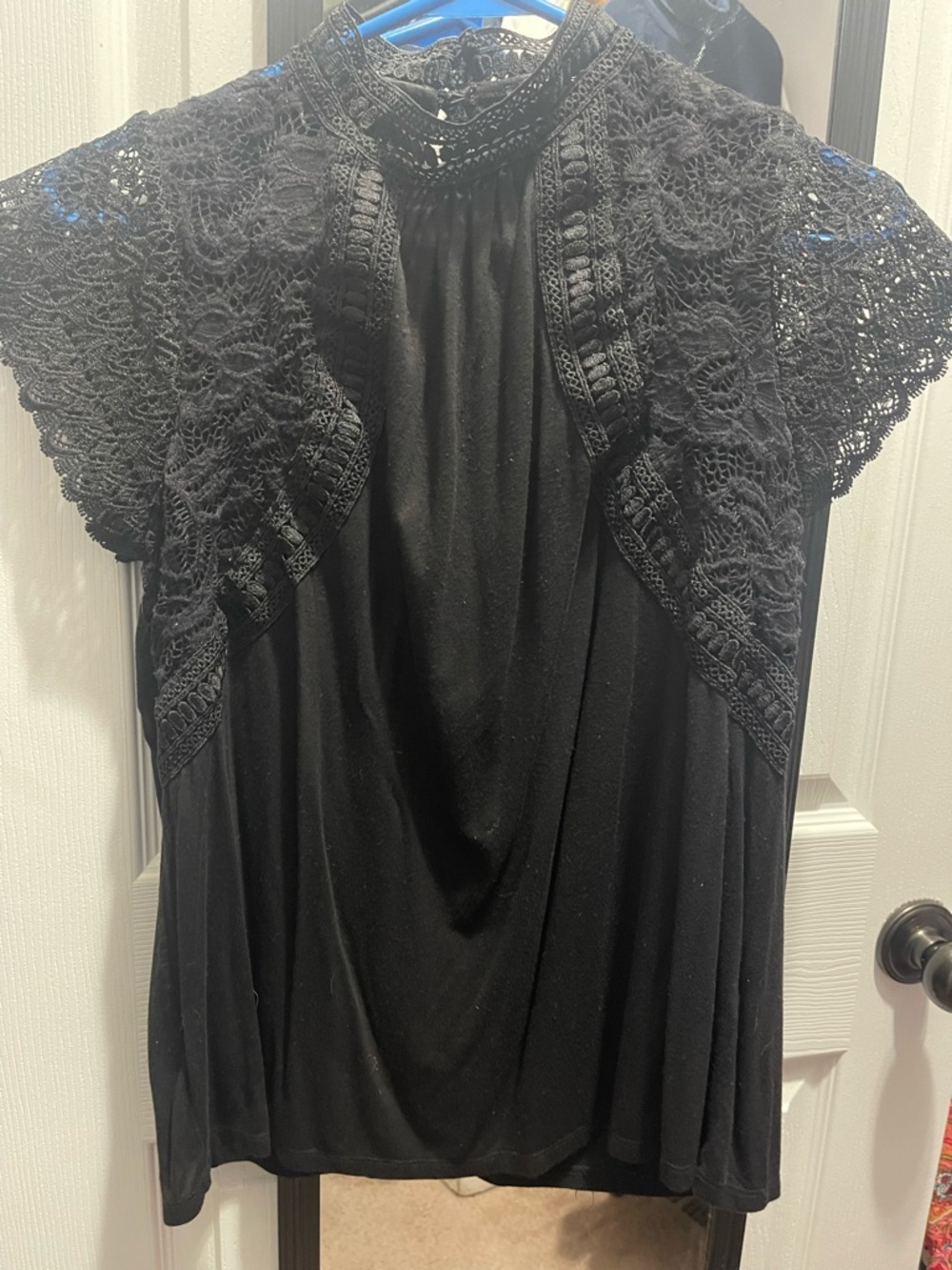 Cable & Gauge Black Lace High Neck Top